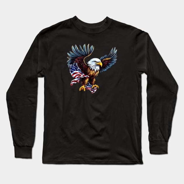 American Flag Eagle Long Sleeve T-Shirt by KZK101